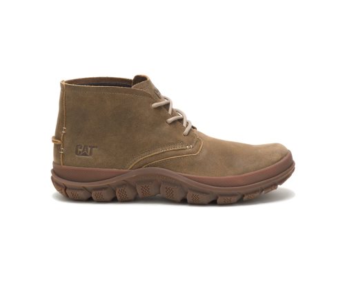 Botas Cuero Caterpillar Fused Tri Mid Hombre Marrones Verde | JIRQY-2459